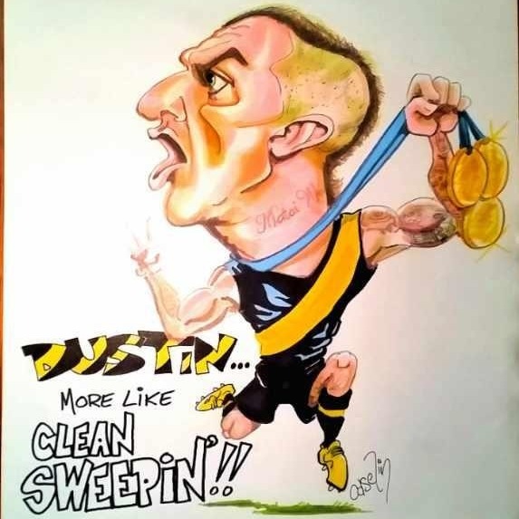 Dustin Martin caricature by Peter Caselin