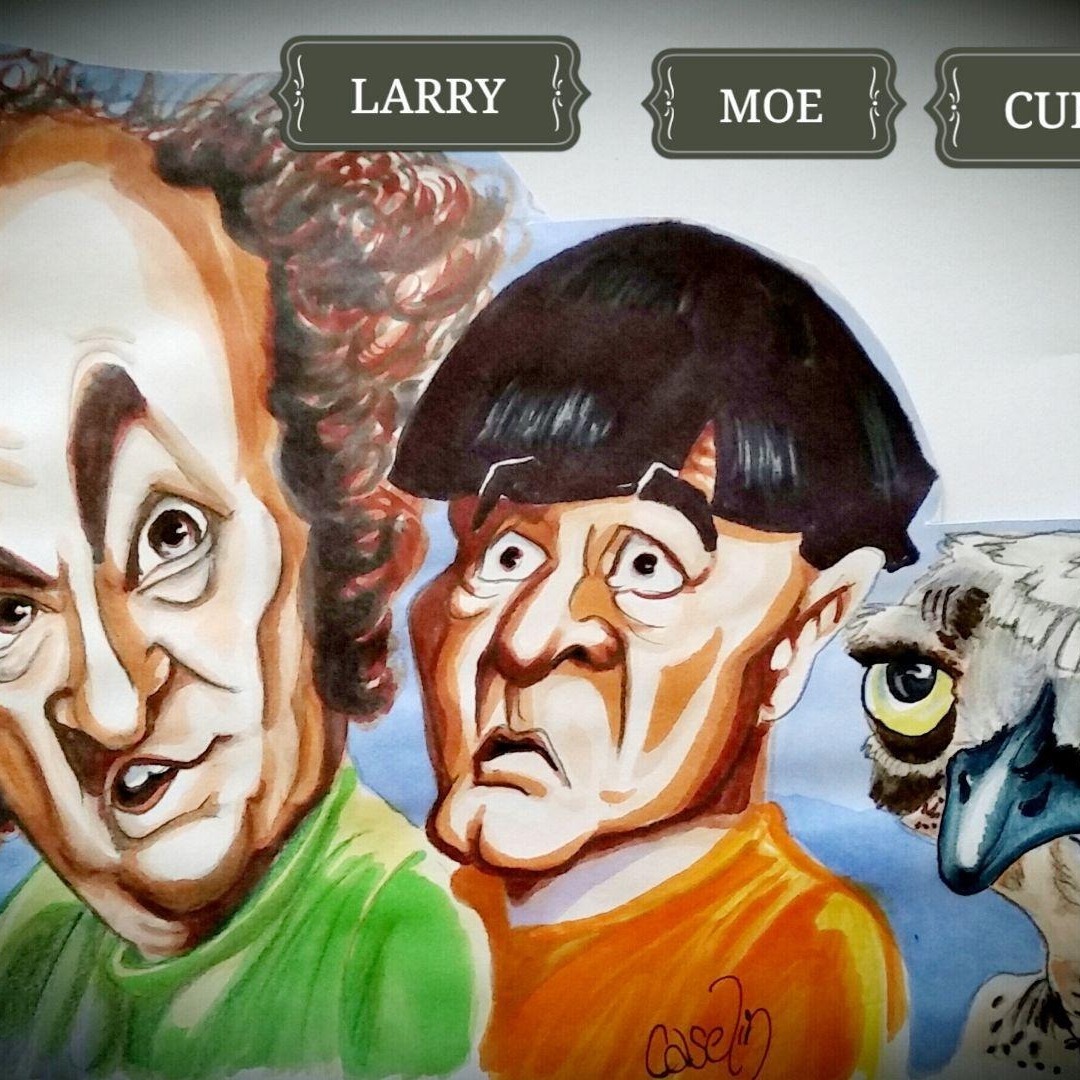 Larry, Moe, Curlew caricature by Peter Caselin