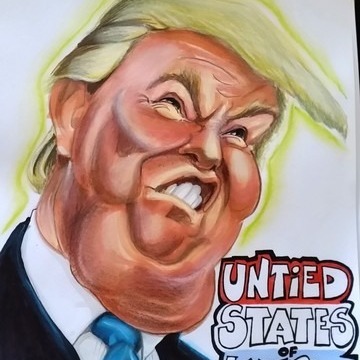 Donald Trump caricature by Peter Caselin